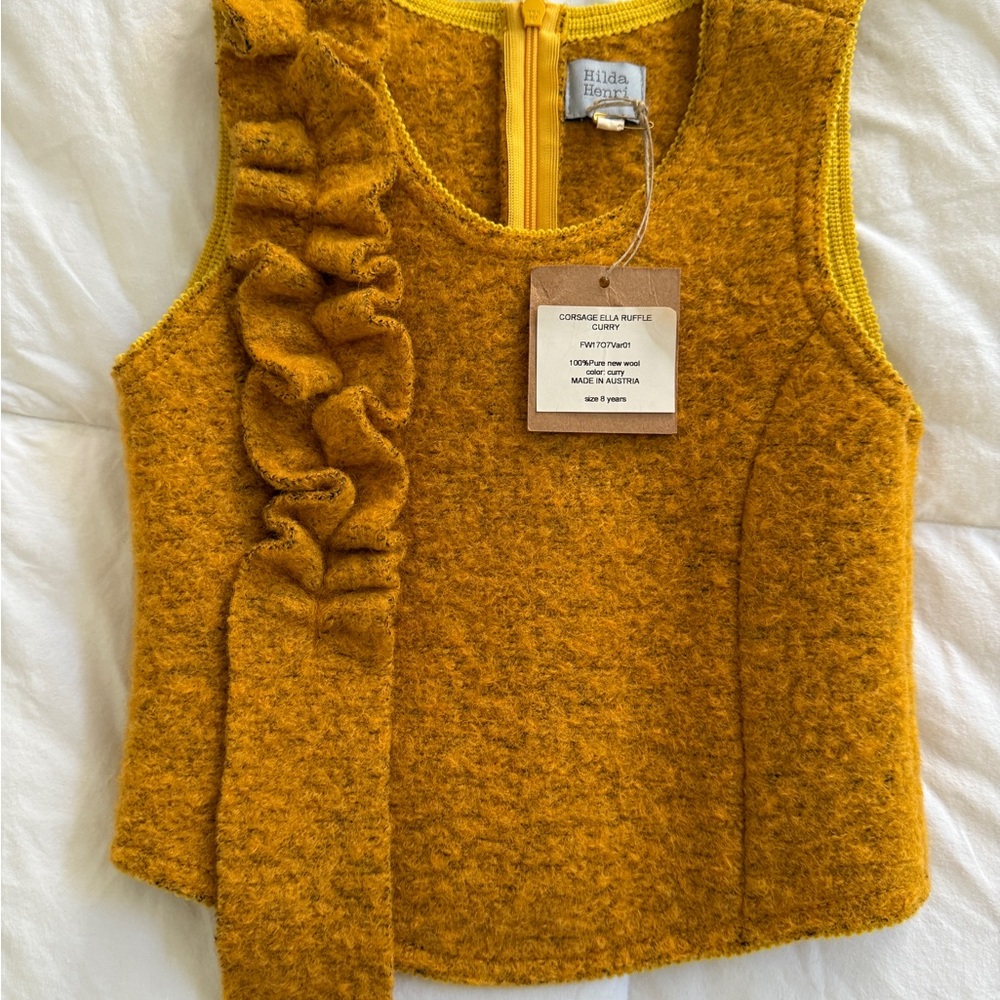 Girls' Mustard Ruffle Tank Top